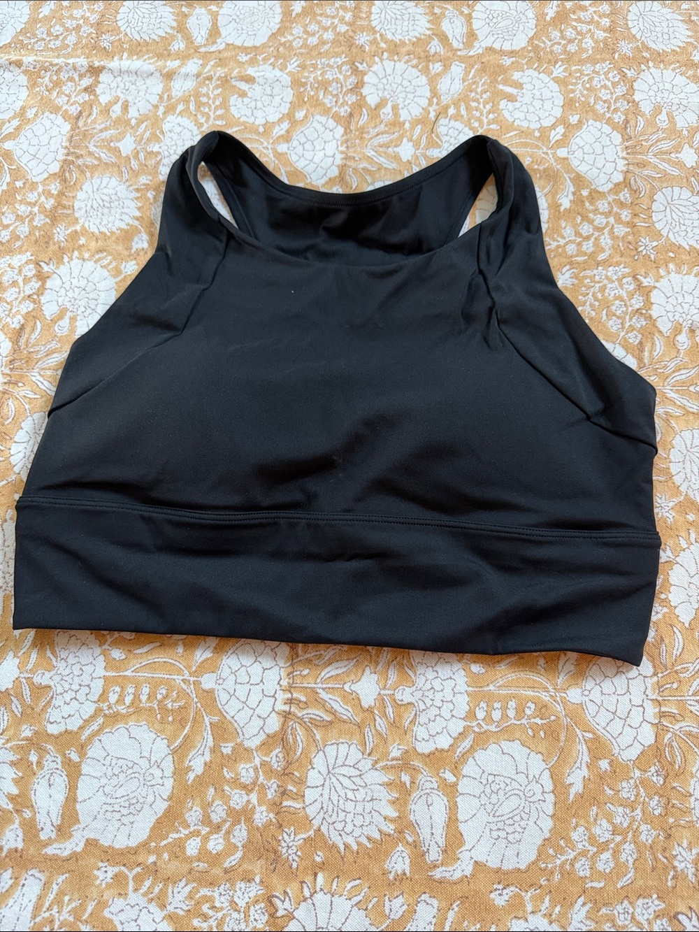 Black XL NWOT High-Neck Women's Sports Bra racer back padded wide band